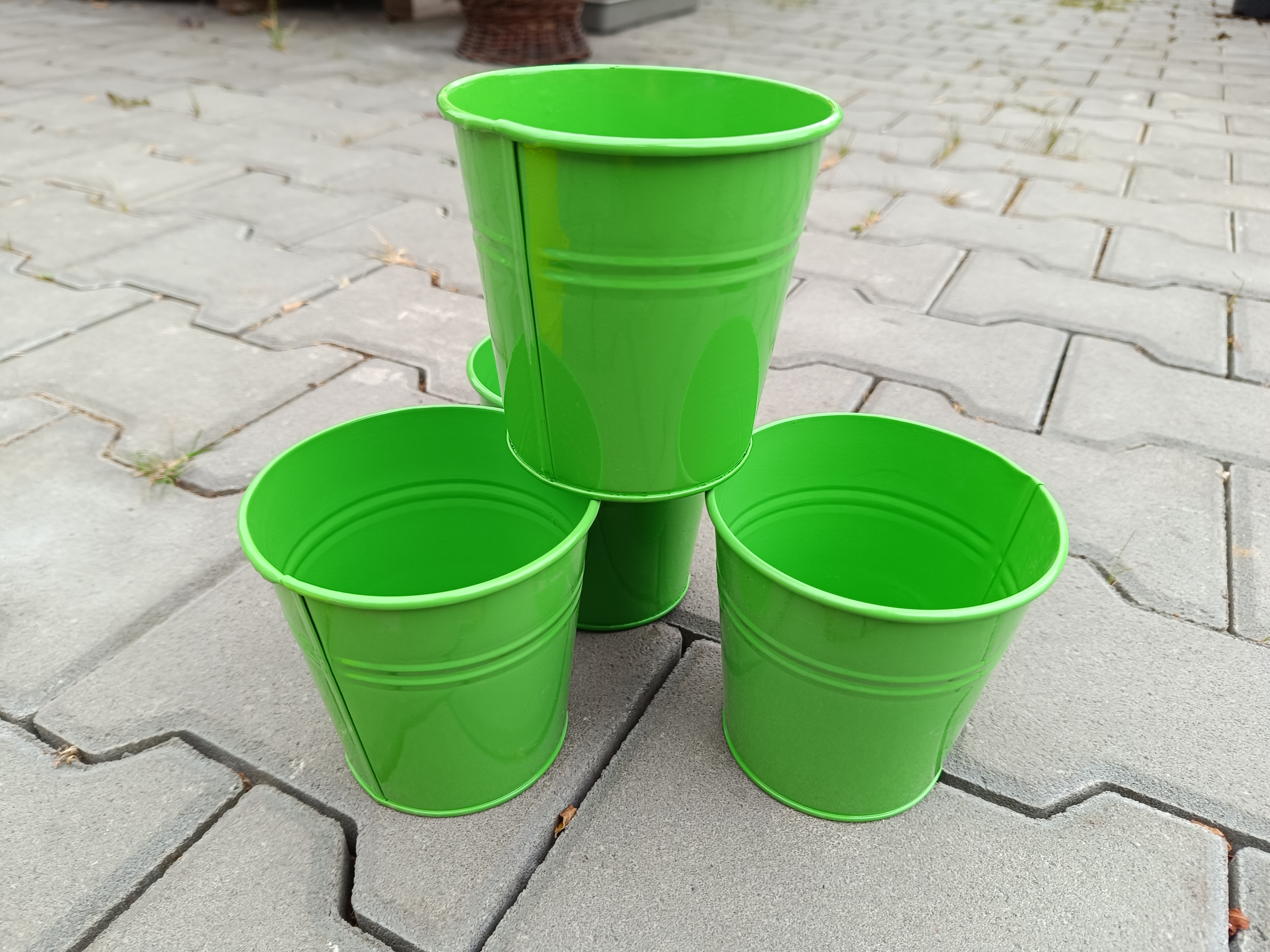 Obal na květináč plech zelený 11cm kulatý