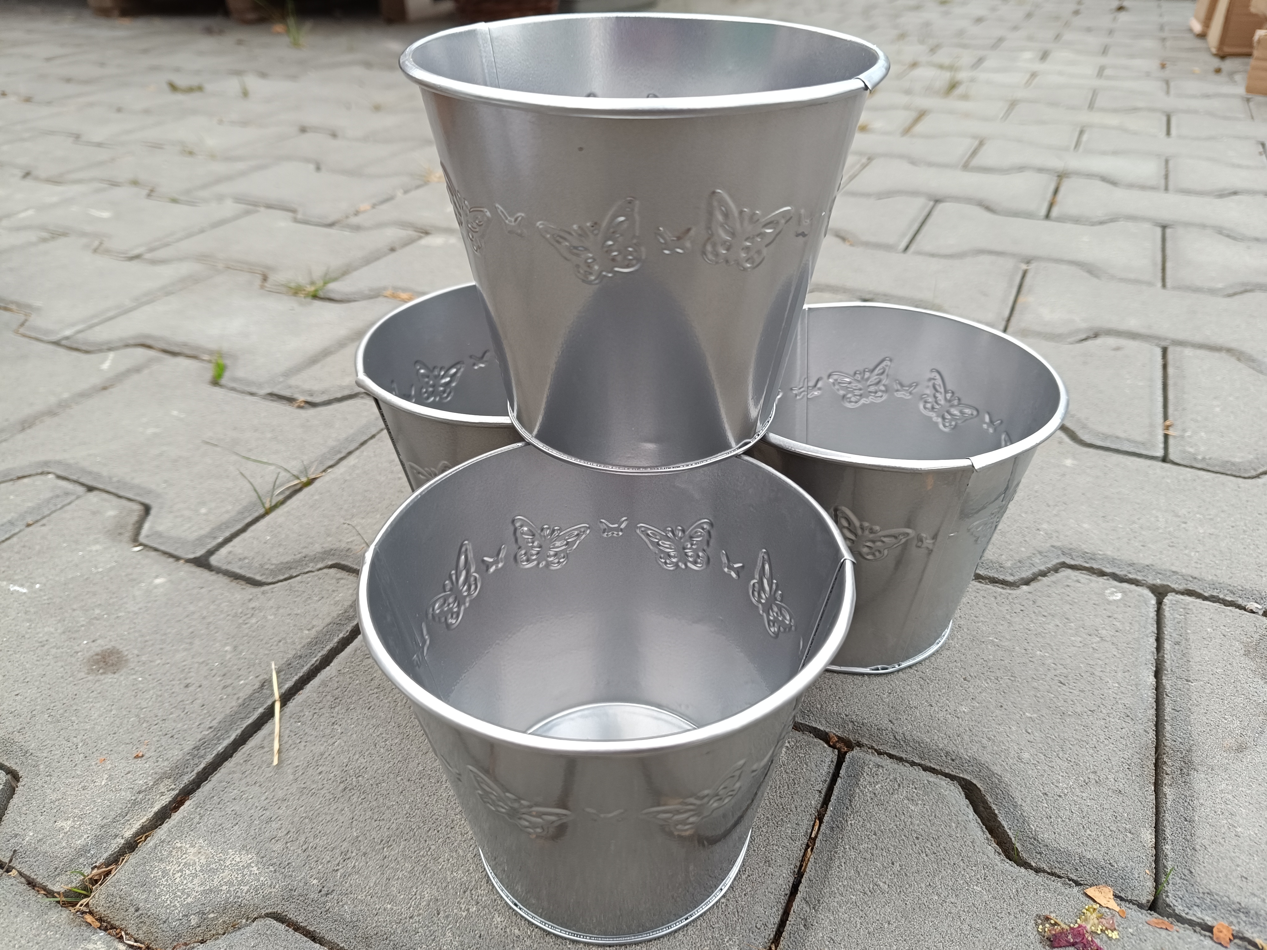 Obal na květináč plech 13cm kulatý motýl