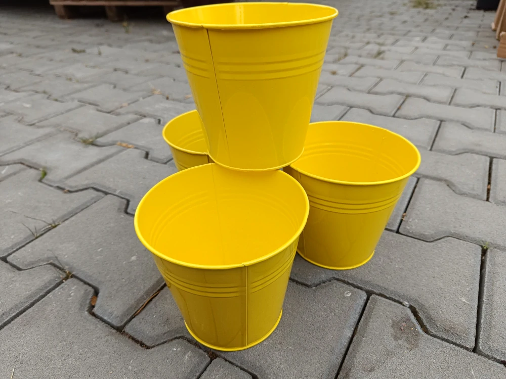 Obal na květináč plech žlutý 14cm kulatý