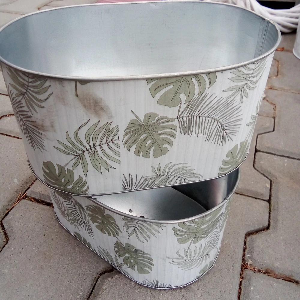 Obal na květináč plech 21cm oválný list