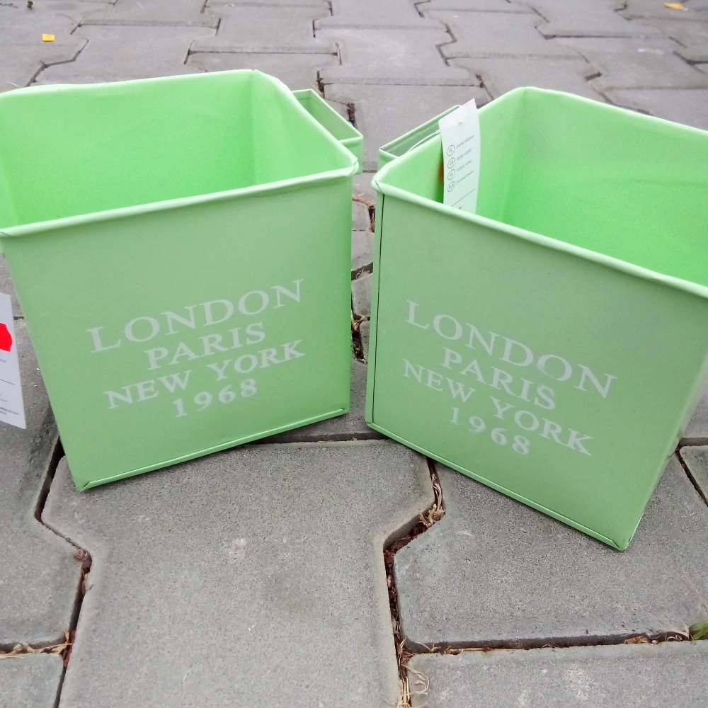 Obal na květináč London - plech 12cm kostka zelený