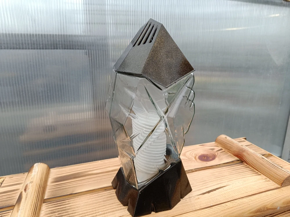 Svícen hřbitovní M38 - 28cm sklo/plast