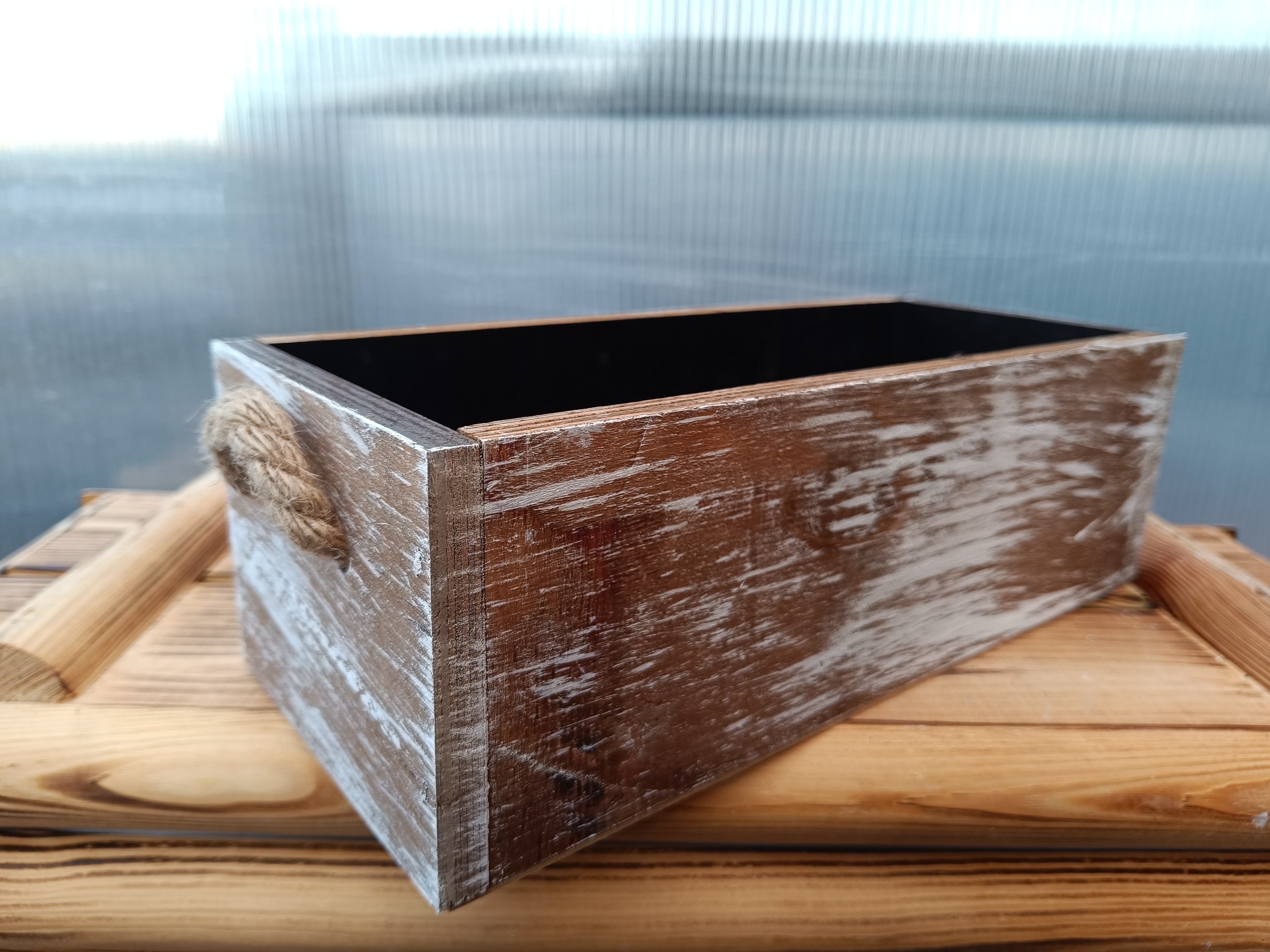 Dřevěný dekorační truhlík - šuplík přírodní 32x14cm