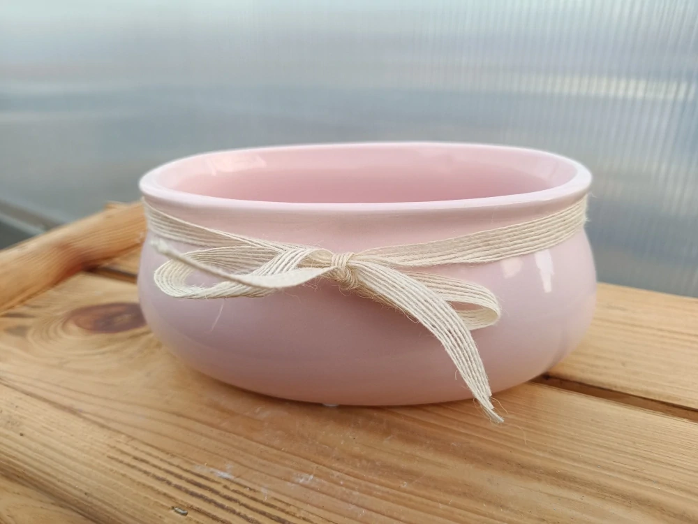 Květináč keramický - růžový- 18cm