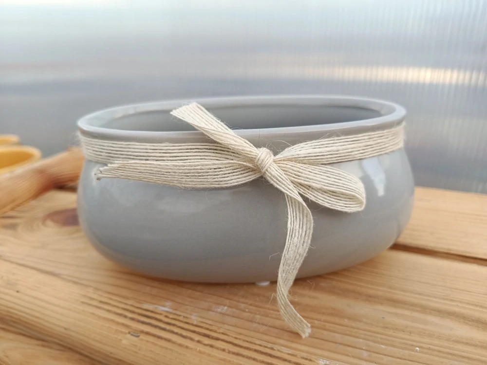 Květináč keramický - šedý- 18cm