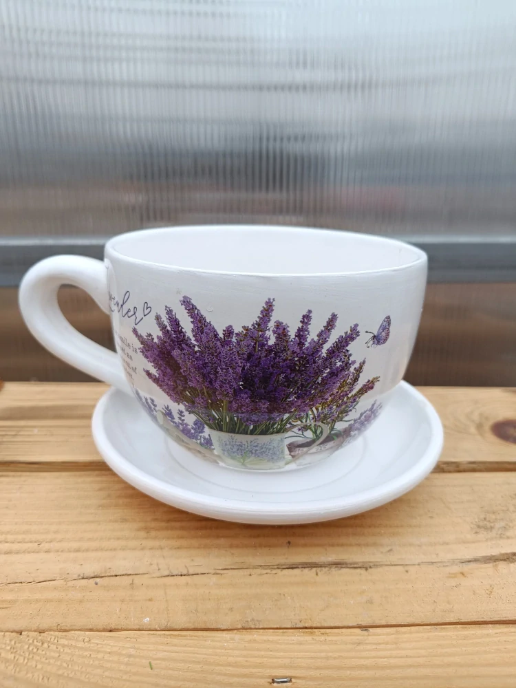 Květináč lavender hrnek s miskou 15cm 