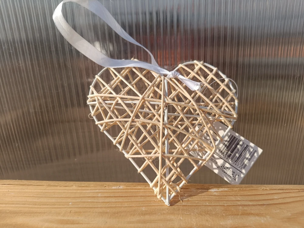 Dekorace srdce pletené 12cm