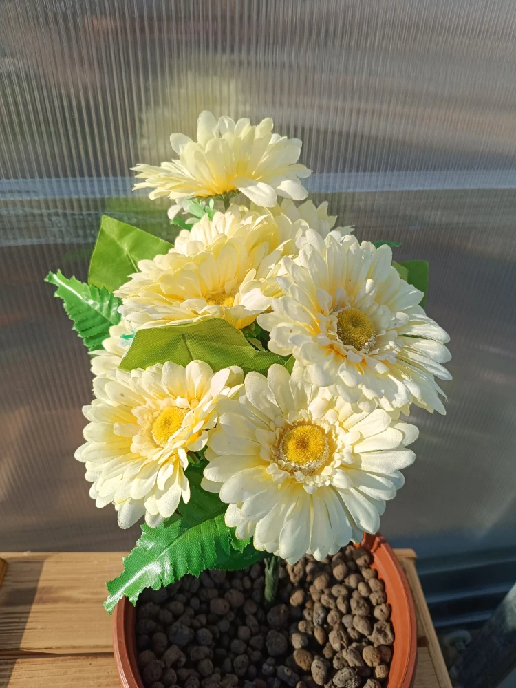 Plastová kytice - gerbera žlutá 46cm