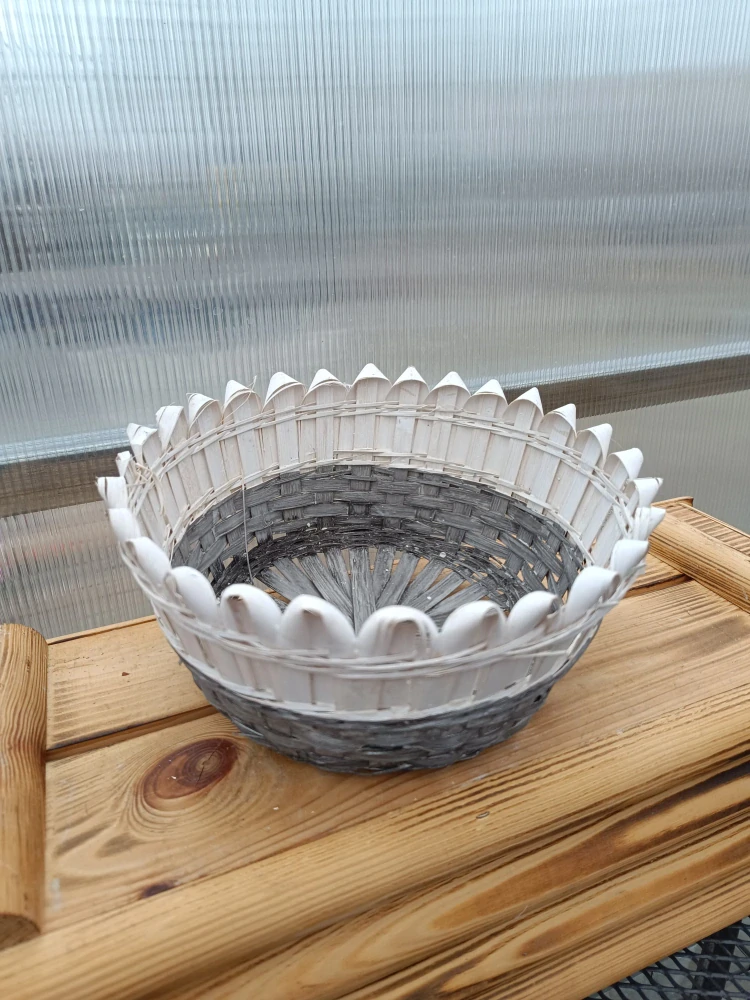 Proutěná mísa bílo-šedá 27x11cm