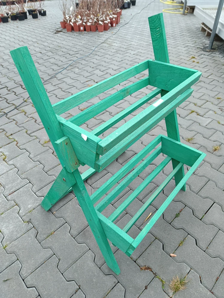 Dřevěný stojan na dva truhlíky zelený 61x 55x91cm