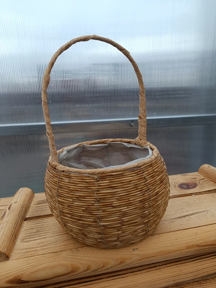 Dekorativní košík světlé  hnědý kulatý 18x27cm