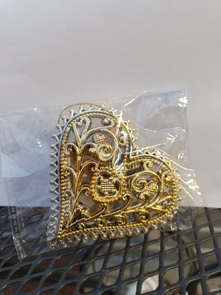 Vánoční dekorace - k zavěšení - Srdce zlaté  - 9cm