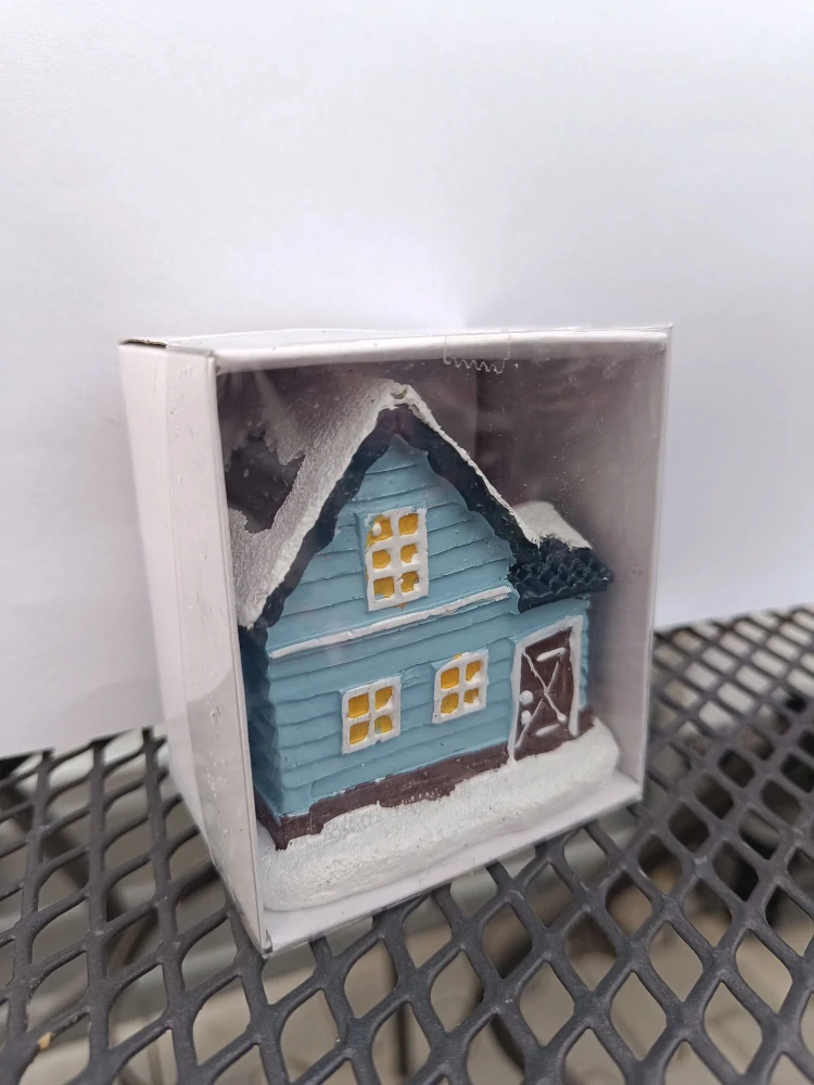 Vánoční dekorace - Chaloupka modrá- v.7cm