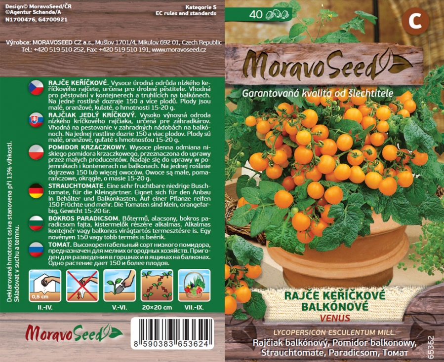 Rajče balkónové oranž. Venus - osivo