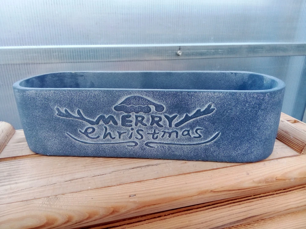 Keramický květináč s vánočním motivem modrý 35cm