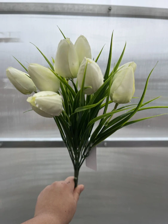 Uměla kytice - tulipány bílé 38cm
