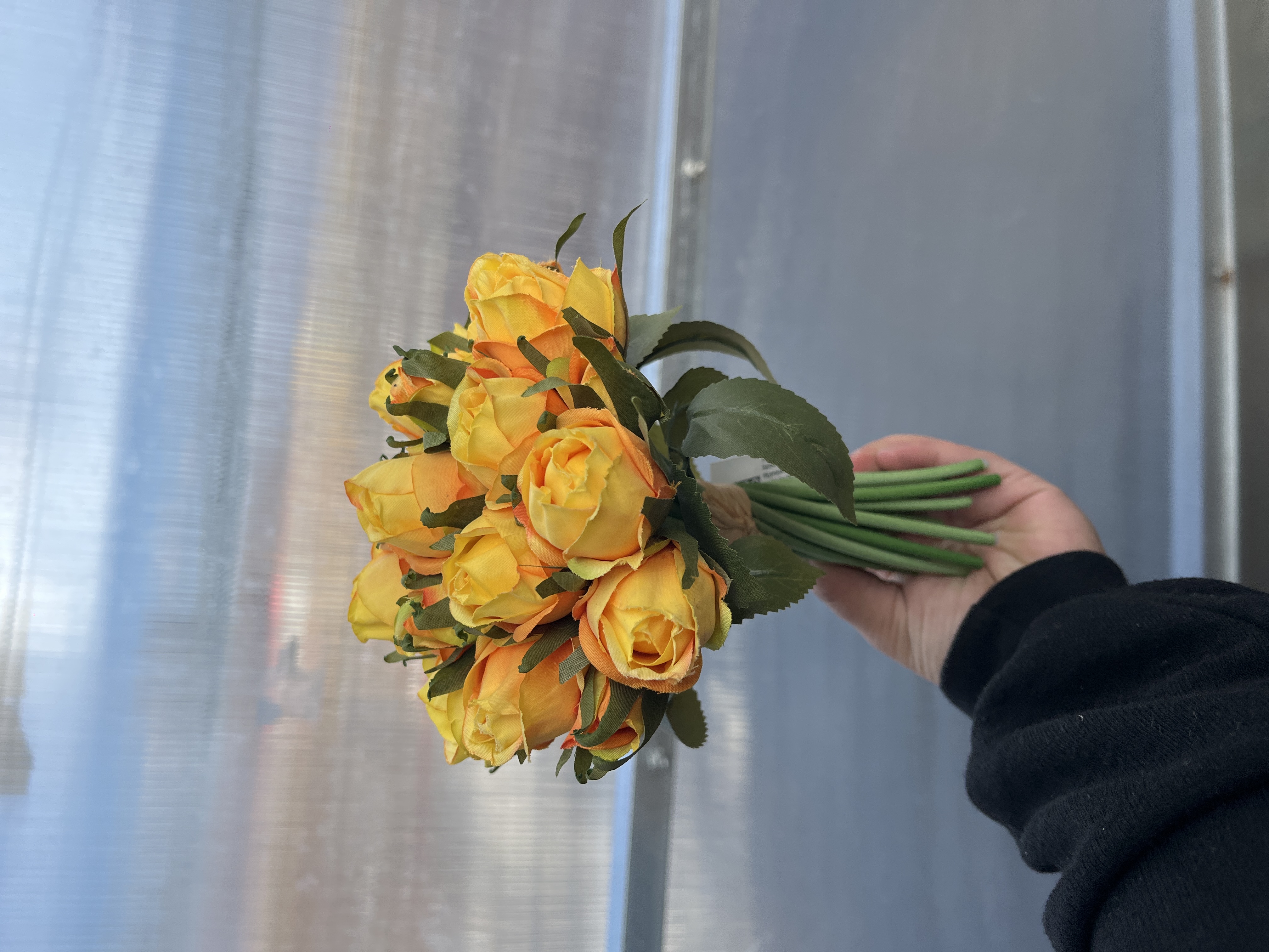 Umělý puget růži žluté 20cm 21ks