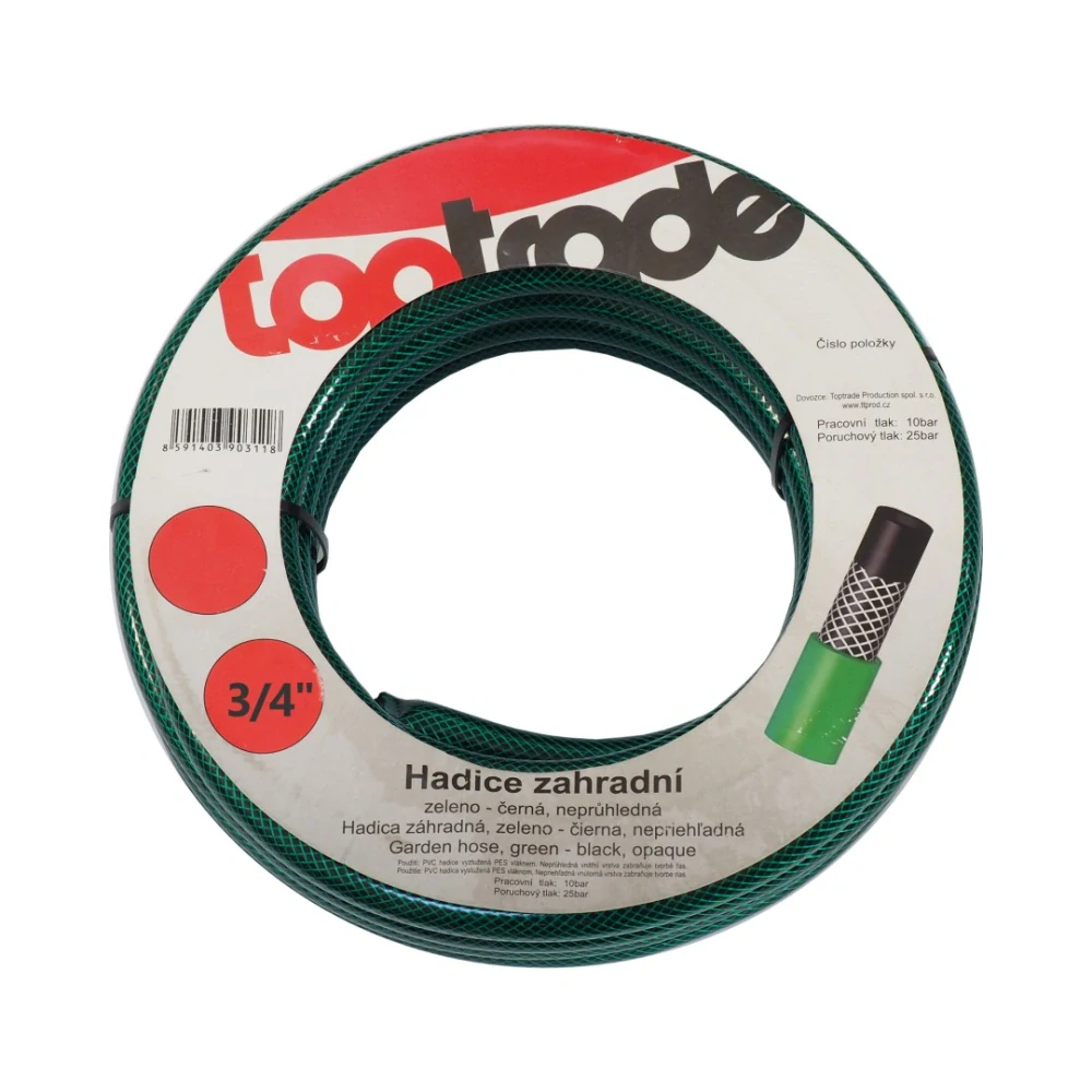 TOPTRADE hadice zahradní, zeleno - černá, neprůhledná, 3/4", 25 m