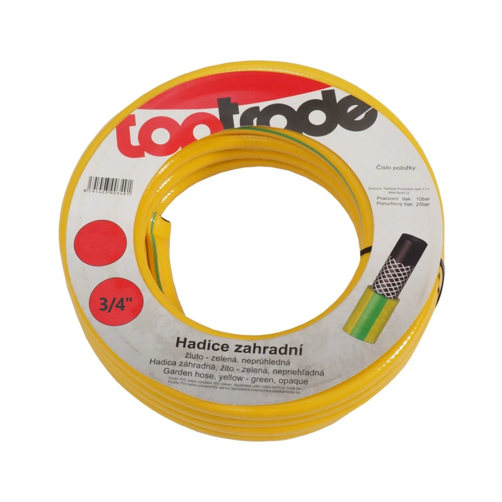 TOPTRADE hadice zahradní, žluto - zelená , neprůhledná, 3/4", 25 m