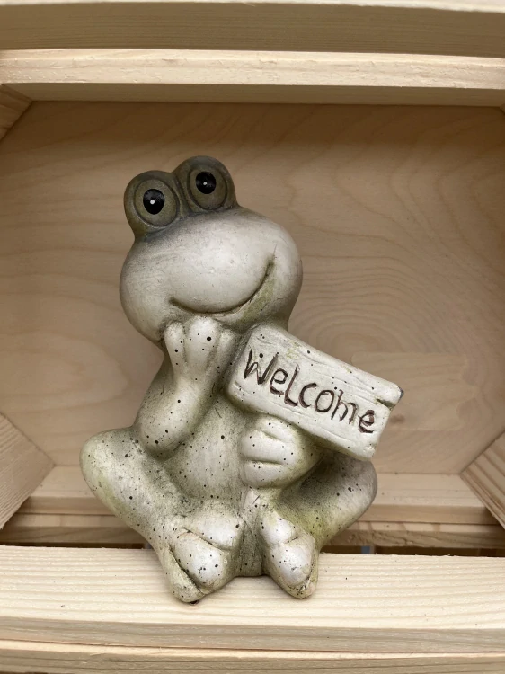 Keramický žabák s nápisem welcome  13cm