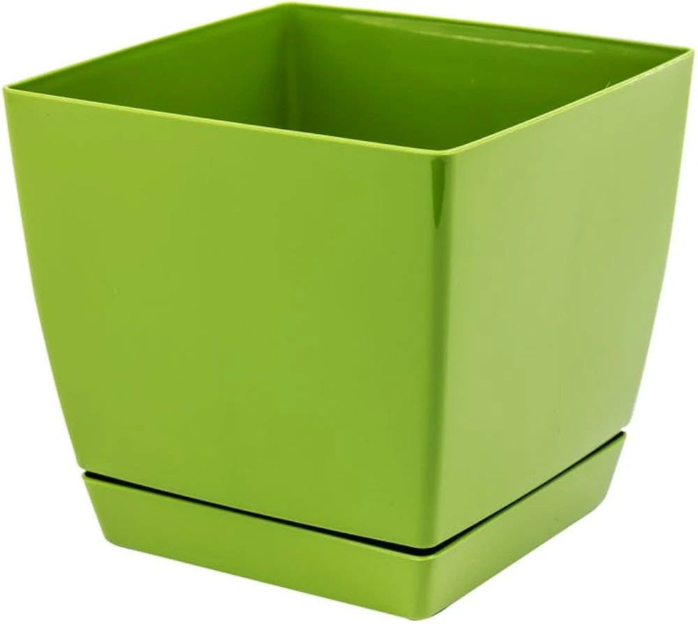 Květináč COUBI SQUARE P s miskou 10cm olivová