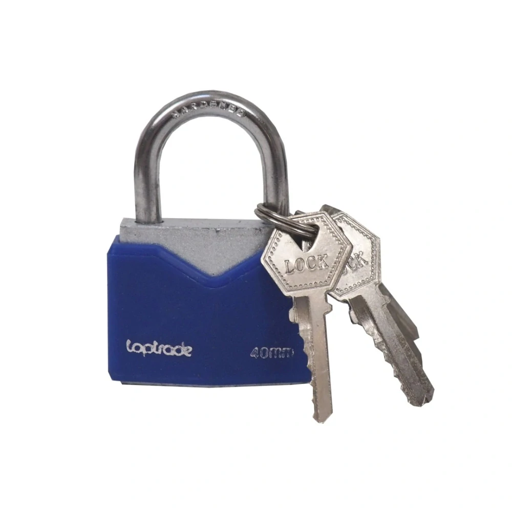TOPTRADE zámek visací, modrý, 5 klíčů, 40 mm