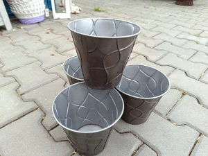 Obal na květináč plech 18cm kulatý šedý