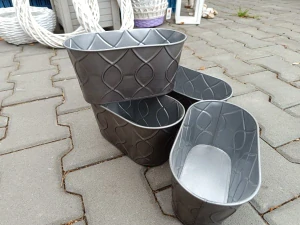Obal na květináč plech ovál 22 cm šedý