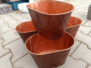 Obal na květináč plech ovál 24 cm meď