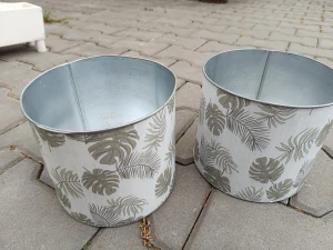 Obal na květináč plech 18cm kulatý list rovný