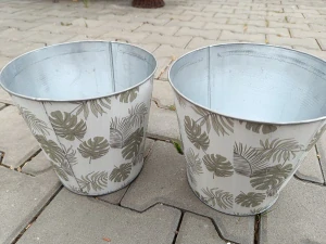 Obal na květináč plech 20cm kulatý list