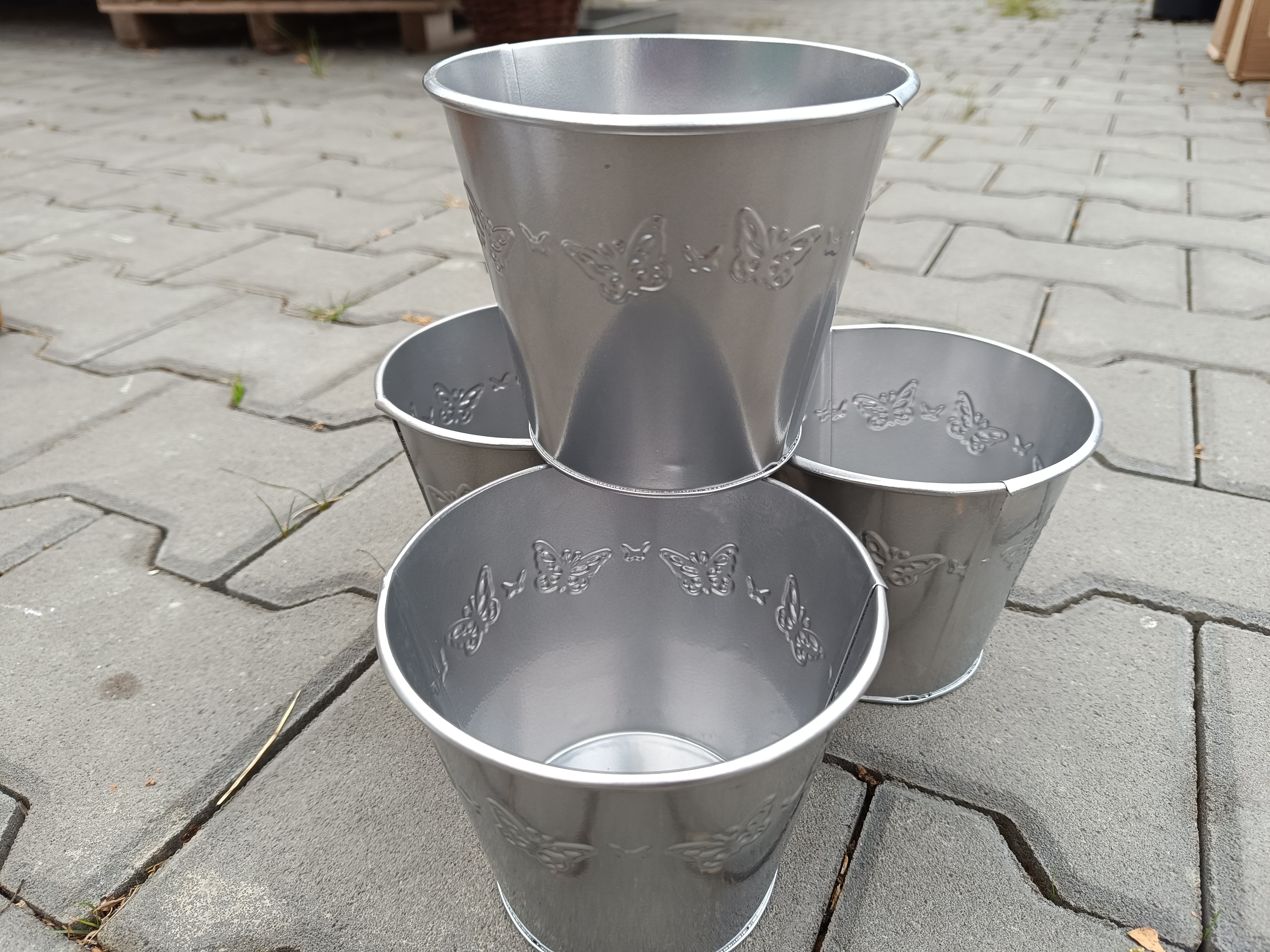 Obal na květináč plech 13cm kulatý motýl