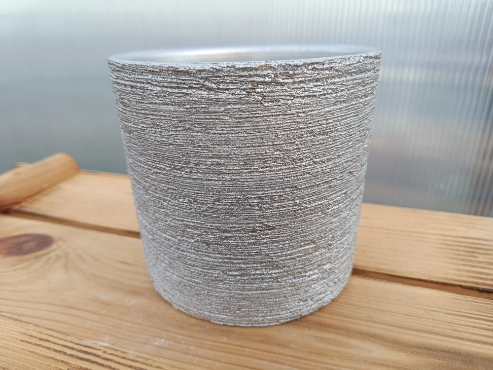 Květináč keramický - stříbrný 14cm