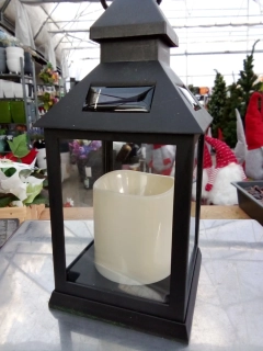 Lucerna led solární plastová 10x10x22cm černá 