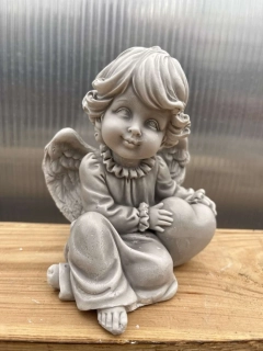 Andělíček - sádrová figurka v.13cm šedá 