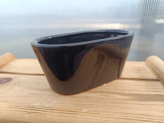 Květináč keramický - černý - oválný  21cm