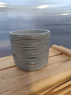 Květináč keramický - stříbrný - 14cm