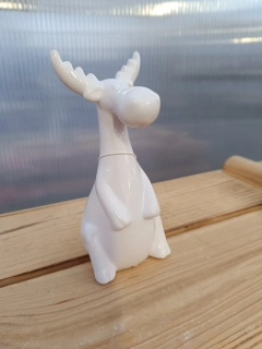 Keramická figurka - sob stojící bílý  - 14cm