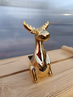 Keramická figurka - sob stojící zlatý- 14cm
