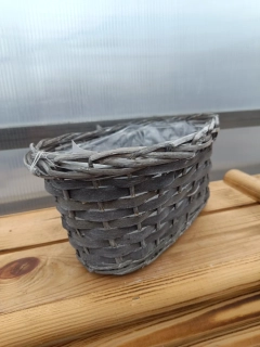 Proutěný květináč šedý  28x16x12cm
