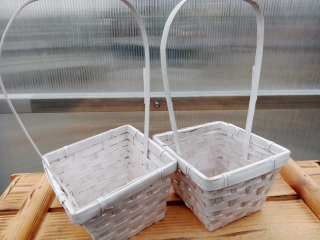 Dýhový košík - bílý  14x14x28cm