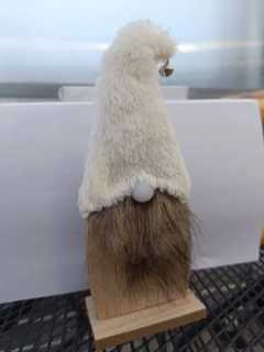 Dřevěný skřítek na baterky bílý   - 25cm 