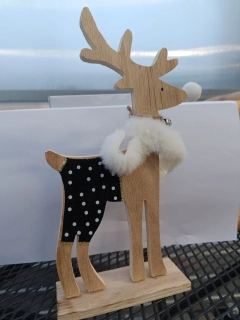 Vánoční dekorace - Sob dřevěný se šálou  - 25cm
