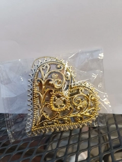 Vánoční dekorace - k zavěšení - Srdce zlaté  - 9cm