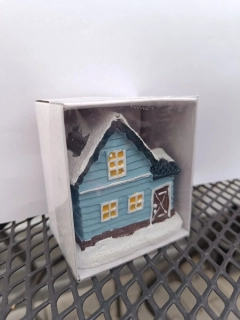 Vánoční dekorace - Chaloupka modrá- v.7cm