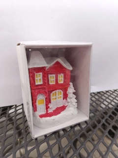 Vánoční dekorace - Chaloupka červená - v.7cm