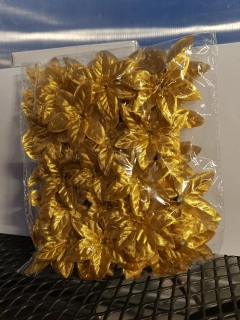 Vánoční dekorace - květ zlatý - 4cm 