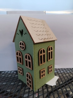 Vánoční dekorace - Domeček fleeclovy zelený - 15cm
