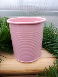 Plechový květináč růžový 8cm