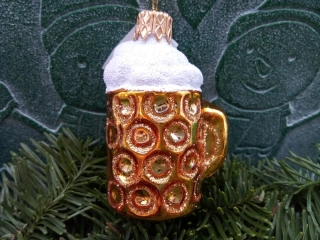 Vánoční baňka skleněná pivečko 7cm